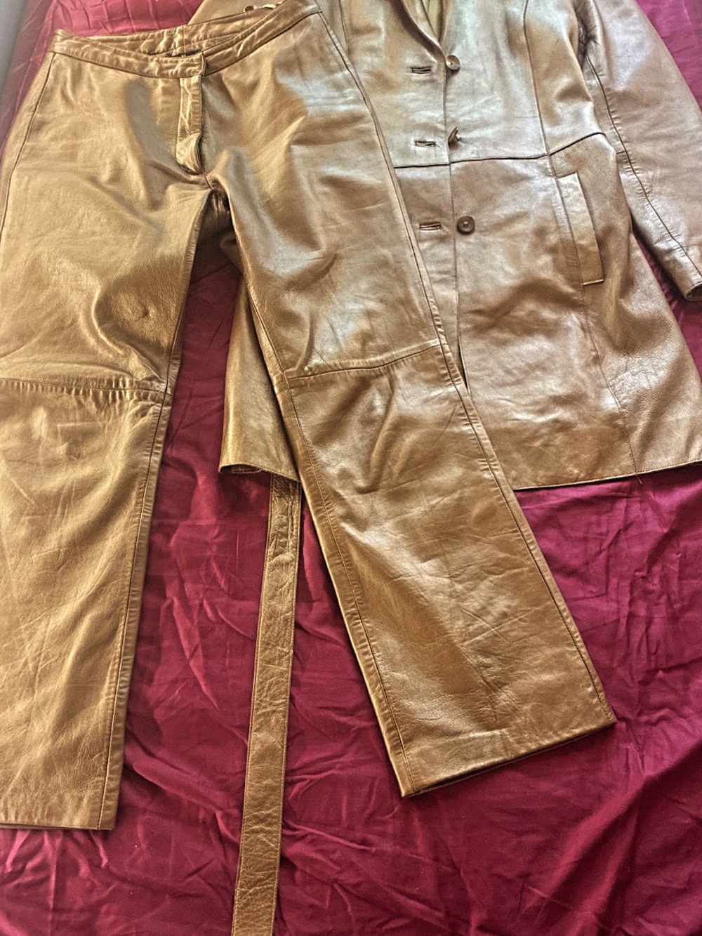 INC International Concepts 2-Piece Genuine Leather Blazer Pants Set S